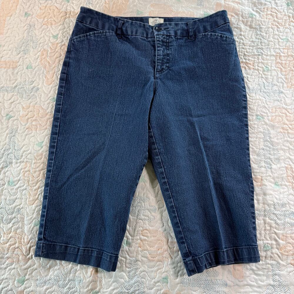 St Johns Bay Crop Jeans Womens 12P Blue Denim Capri Mid Rise Stretch
